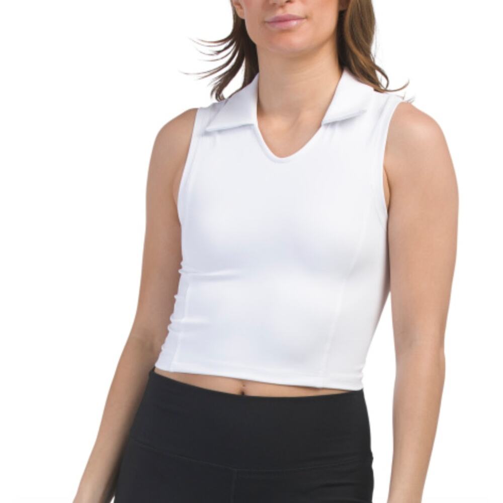 Gold Hinge V neck sleeveless polo tank womens white size XL NWT